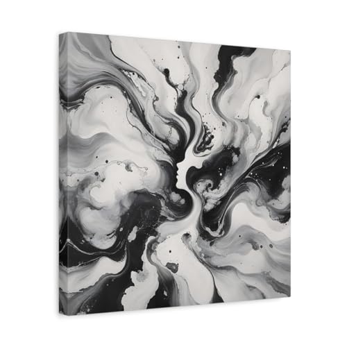 Toile silhouette femme abstraite noire et blanche 40x40 cm pour salon