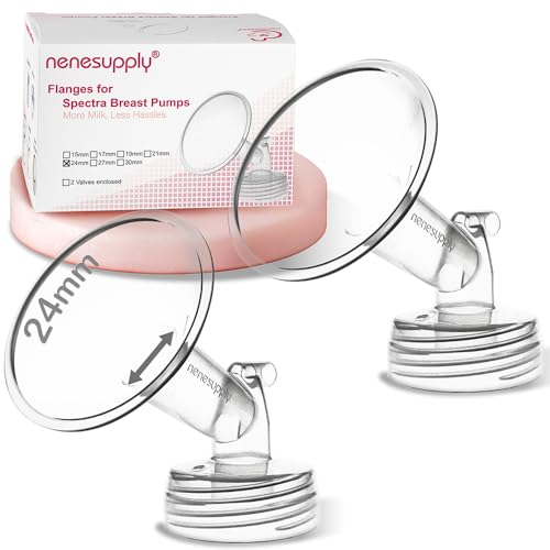 Image of Nenesupply 24mm 2 pc Flanges Compatible with Spectra S2 S1 9 Plus Synergy Gold Breastpump Replacement to Spectra Pump Parts Flange Accessories Wide Mouth Work with Valve Backflow Protector Bottle