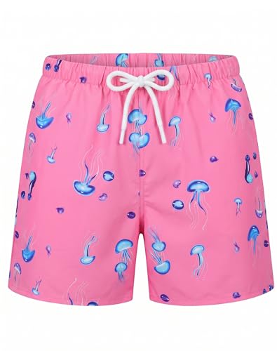 Image of UPTRIS Girls Swim Shorts Beach Board Short with Mesh Liner Quick Dry Summer | Jellyfish Pattern Swimming Trunks Swimsuit with Pockets Surfing, Beach, Vacation and Holiday for Toddler Baby girl