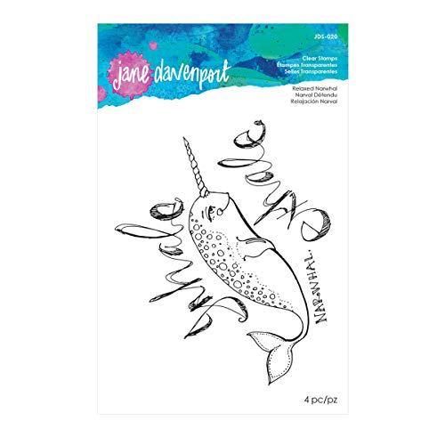 Jane Davenport by Spellbinders Artomology Collection Stamp - Relaxed Narwhal, Teal, Largest stamp 8.90 x 9.10 cm - Image 2