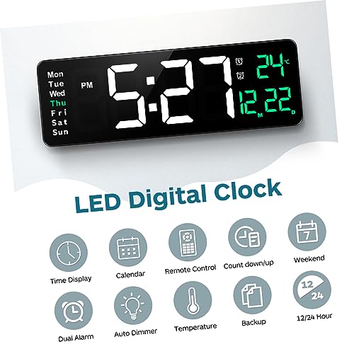 Horloge murale numérique LED verte : résolvez le manque de lisibilité avec la télécommande