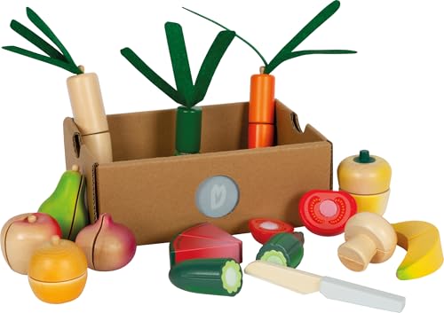 small foot Set per tagliare la frutta e la verdura "fresh" in legno, cibo per la cucina dei bambini, giochi di ruolo a partire da 2 anni, 12563
