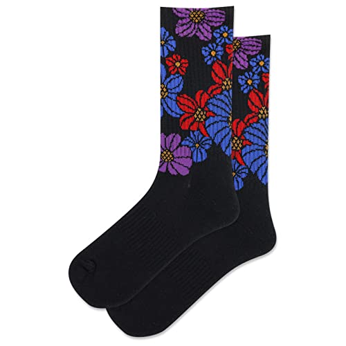 Image of Hot Sox Women's Retro Floral Socks 1 Pair, Black, Women's 9-11 Shoe