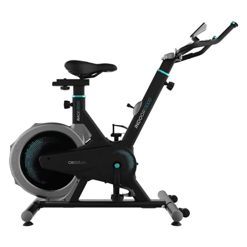 Cecotec Bicicleta Estática Indoor con Volante de Inercia de 13Kg DrumFit Indoor 13000 Race Sprint. Pulsómetro, Pantalla LCD, Soporte Dispositivos, Ruedas, Resistencia por Fricción, Sillín Ajustable