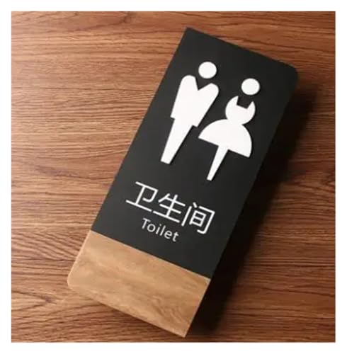 QWWQYDY Segnali per Toilette Cartello for WC Effetto Legno, cartelli for bagni for Uomini e Donne, Adesivo for Porta, Targa for Porta, segnaletica Creativa(Color-D)