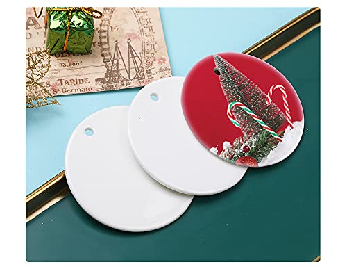 Xiyan Sublimation Ceramic Ornaments 25 Pcs 3 Inch Blank Round Porcelain Christmas Ornaments With Gold String For Home Customized Decor Bulk #TOP4