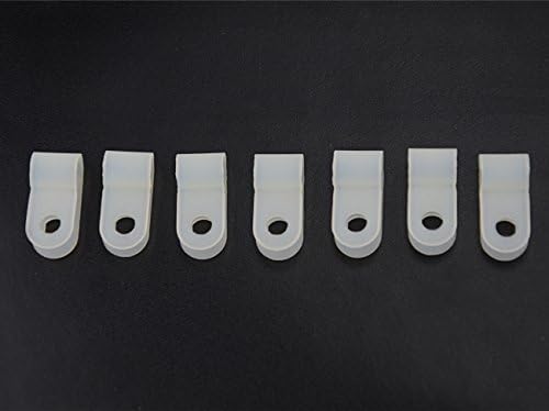 XLX 200pcs White Nylon P Type Cable Clamp Fastener for 1/4 Inch (6.35mm) Dia Wire Tube ( Plastic Wire Cord Clip Fixer ) - Image 4