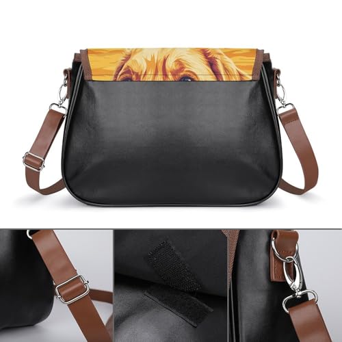 Labrador Dog and Lake Tahoe Cute Crossbody Purses for Women Leather Shoulder Bag Adjustable Shoulder Strap Handbag3