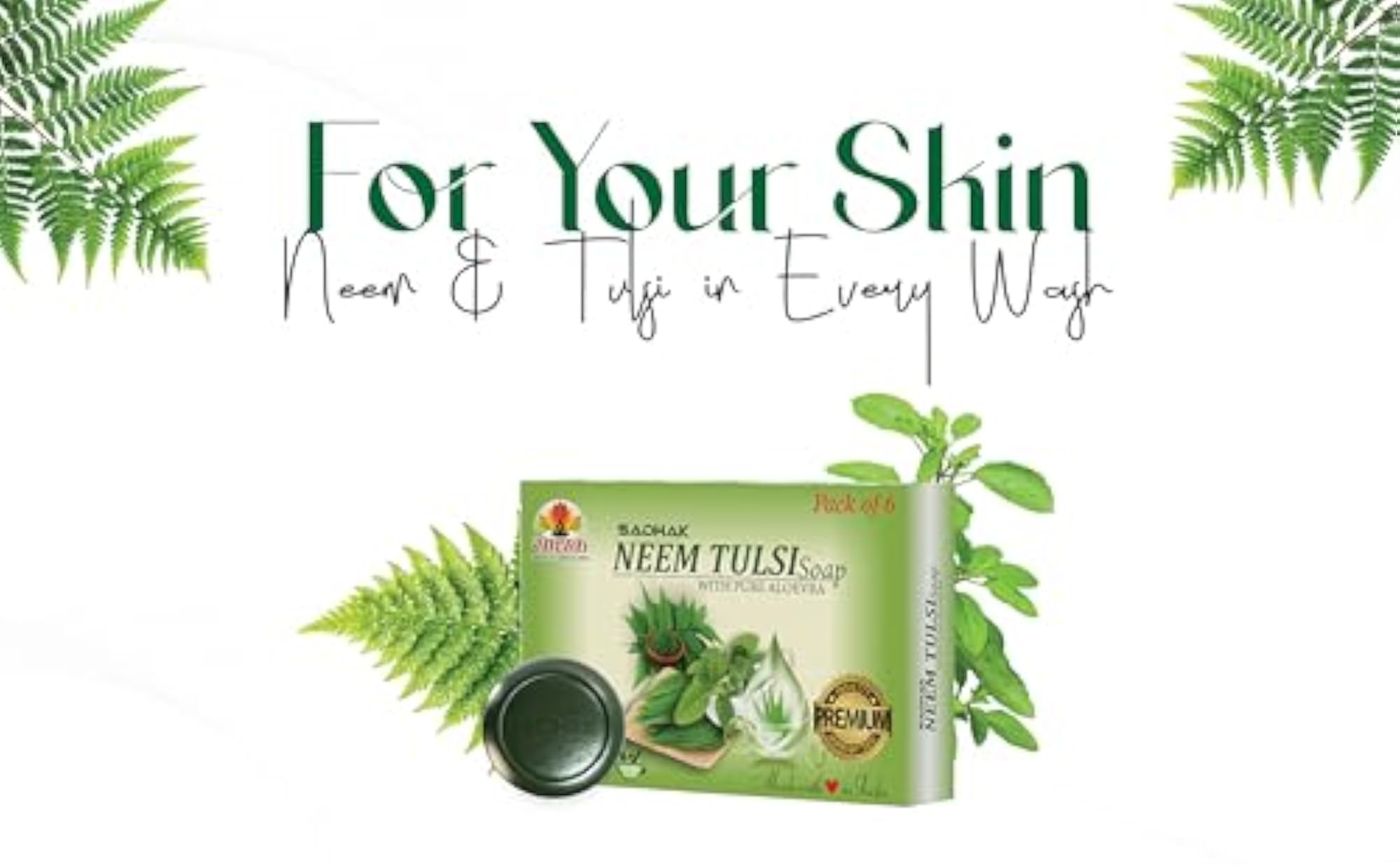 Neem Tulsi and Aloe Vera Soap Bar for Cleansing Skin
