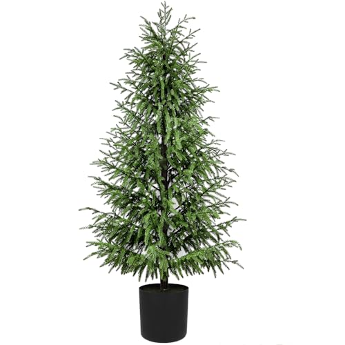 ENVEN 5FT Artificial Topiary Trees for Outdoor Front Porch D&eacute;cor, Faux Pine Trees UV Resistant and...