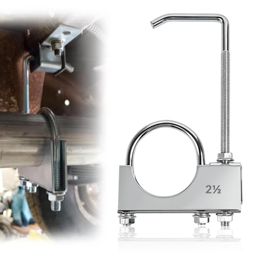 Image of Vurixfo 2.5 Inch Universal Clamp On Exhaust Hanger, U-Shaped Galvanized Exhaust Clamp Adjustable Muffler Pipe Clamps with Hanger for Fixing Exhausts System Silencer Pipes and Suspension Parts