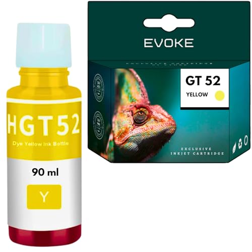 EVOKE GT52 Tinta Compatible con HP Ink Tank 315 410 415 Smart Tank 510 515 Amarillo (Yellow) 10280 páginas 90 ml