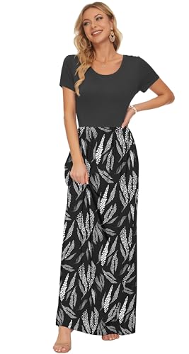 Image of AUSELILY Women's Classic Short Sleeve Loose Plain Casual Long Maxi Dresses for Women 2026