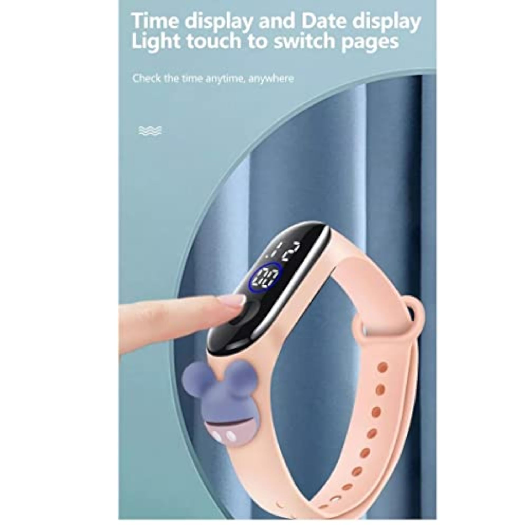 Fashionable Kids Waterproof White Light LED Band Watch Set of 2