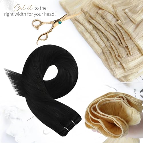 Moresoo Human Hair Weft 22 Inch Natural Black Sew in Weft Hair Extensions Real Human Hair Off Black 100g/Pack #1B - Image 4