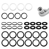 Dichtung Waschbecken Ablauf Set, 36 Stück Dichtungsringe Küche Spülbecken Flachdichtung Abflussrohr Schwarze Konische Unterlegscheiben Silikon Siphon Dichtung für 40mm Syphon