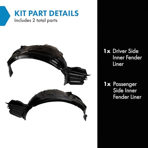 Image of TRQ Front Driver and Passenger Side Inner Fender Liner Set Compatible with 2015-2021 Subaru WRX