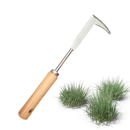 Professional Garden Sickle for Weeding - L-Shaped Stainless Steel Blade with Comfortable Wood Grip, Multi-Directional Weed Cutter for Driveways, Bricks and Tight Spaces