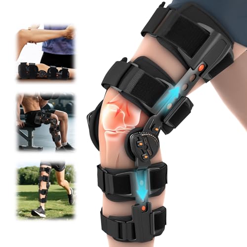 Dnogjo Hinged Knee Brace for Women&Men, Knee Brace with Side Stabilizers Provides Elastic Support, Knee brace for Meniscus Tearcan Improve Mobility and Relieve Pain, Reduce Knee Pressure(Black)