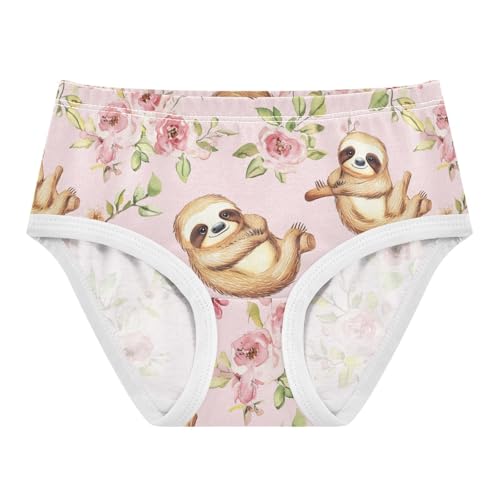 Wusikd Sloth Flowers Girls' Underwear Cotton Cute Girls Briefs Soft Toddler Underwear 2T
