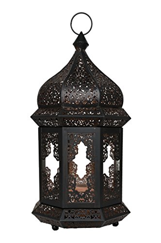 Orientalische Laterne aus Metall & Glas Wifaq Klar 40cm | orientalisches Windlicht schwarz mit Glas | Marokkanische… – Bild 3