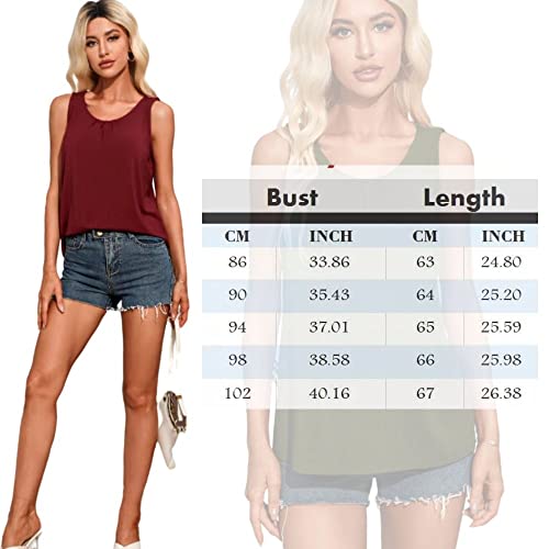 Kimiee Womens Tank Tops Summer Sleeveless Pleated Back Closure Casual Flowy T Shirt Loose Camis Basic Tunic (L,Black) #TOP3