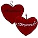 Produktbild Bada Bing 2er Set Kissen Lieblingsmensch Rot Herz Plüsch Ca. 26 x 20 cm Kuschelkissen Sofakissen Liebe Partner Geschenk Valentinstag Weihnachten 25