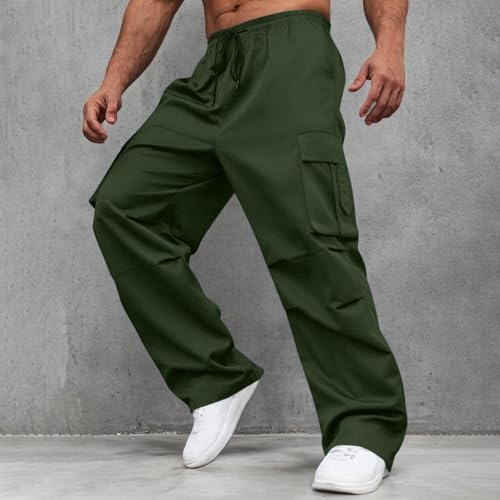 Baggy Cargo Pants Men Pull On Drawstring Elastic Waist Hiking Pants Big and Tall Mencomfy Cargo Pants with Pockets2