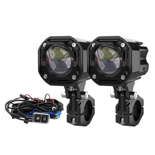 Luces auxiliares moto amarillas y blancas de doble color regulables set completo