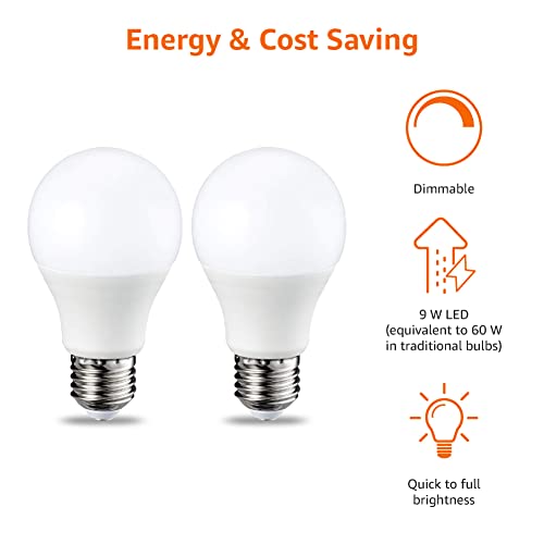 Amazon Basics LED E27 Edison Screw Bulb, 8.5 W (Equivalent to 60W), CRI80, Warm White, Dimmable - Pack of 2 - Image 5