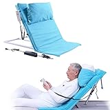 Electric Bed Backrest, Portable Adjustable Sit-up Back Rest Stainless Steel Tubes and Breathable Fabric Disability Backrest Bed Support for Neck Head and Lumbar Support (Color : Blue)