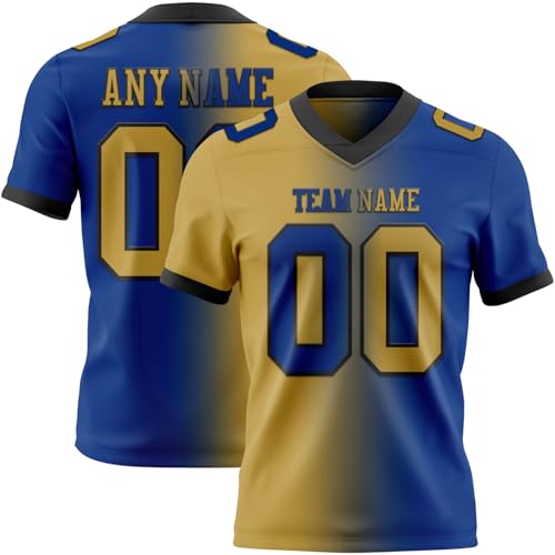 Gold and Navy Personalized Football Jersey