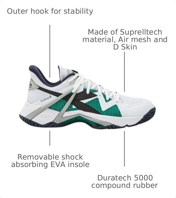 Image of Diadora Mens B.Icon 2 All Ground Tennis Sneakers Shoes - White, Yellow