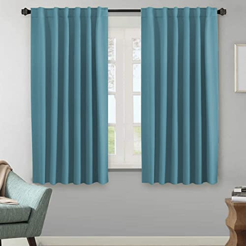 Image of H.VERSAILTEX Blackout Curtains Thermal Insulated Window Treatment Panels Room Darkening Blackout Drapes for Living Room Back Tab /Rod Pocket Bedroom Draperies (2 Panels, Storm Blue, 52 x 63 Inch)