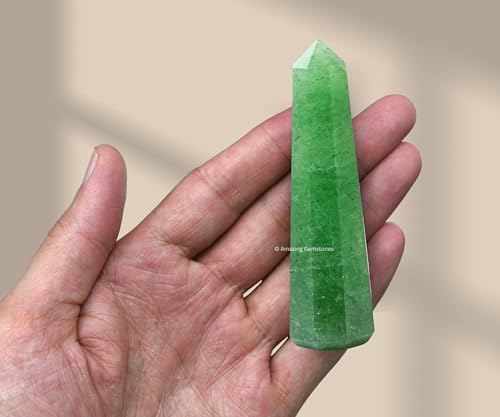 Image of Amazing Gemstone Green Strawberry Quartz Crystal Towers - Natural Healing Crystal Point Obelisk for Reiki Healing and Crystal Grid (3 inch to 4 inch INCH)