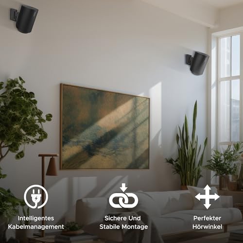 Sound bass ERA 100 Wandhalterung – Neigbar und Schwenkbar, Schwarz, Einzel (1 STK.), Kompatibel mit Sonos ERA100 & ERA 100 SL, Einfache Installation, Inklusive Montageset