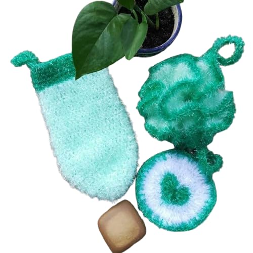 Accessoires de toilette au crochet fait main, trio de douche lavable de qualité supérieure