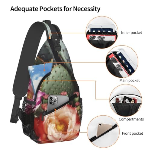 Bolso cruzado de pecho para hombre con flores y cactus miniatura 4