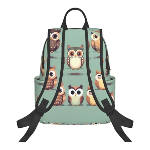 Sac à dos léger noir avec imprimé hiboux mignon pour le quotidien - 3