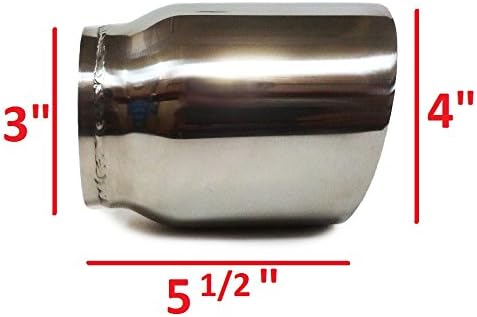 Pair Of Two Universal angle cut Stainless steel exhaust tip 3" Inlet 4" Outlet 5.5" Long