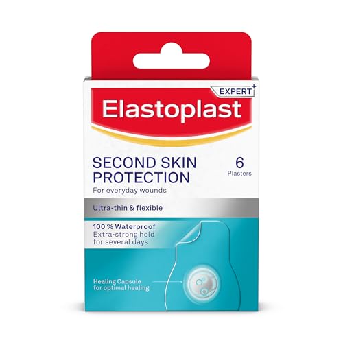 Elastoplast Second Skin Protection Plasters (6 Pieces) Hydrocolloid Waterproof Plasters with Advanced and Flexible Protection and Faster Wound Healing Ultra-Thin Plaster Strips