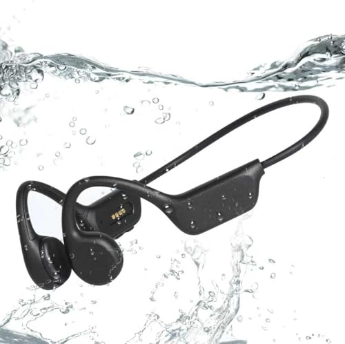 CQWEIC Casque Conduction Osseuse, Casque Natation, IPX8 Etanche sans Fil Bluetooth 5.4, Écouteur de Sport Ouvert avec Lecteur MP3 intégré 32G Mémoire pour la Natation, Le vélo, la Course à Pied