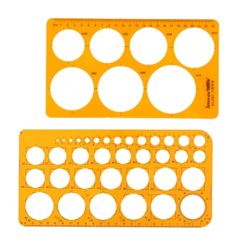Cerchio Stencil Modello, 2 PCS Righello del Modello di Disegno Con 36 Cerchi in Plastica Trasparente per Pittura e Architettura