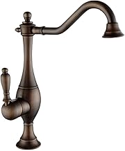 Grifo de Lavabo Monomando Giratorio de 360 Grados, Color marrón, con Acabado de latón, para Agua Caliente y fría, Grifo para Fregadero de Cocina, sin Plomo ni níquel (Estilo Antiguo).
