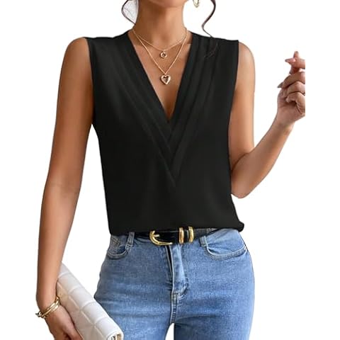 MYCOLORBLUE Sleeveless V-neck Top Cover