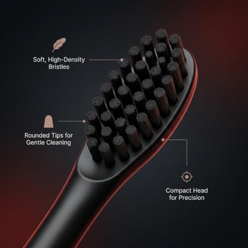 RBX Sonic Electric Toothbrush - Rechargeable Electric Toothbrush with 8 Brush Heads, Compact Travel Toothbrush, Ergonomic Handle, 6 Settings