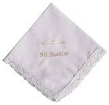 pañuelo bautizo bordado  Pañuelo bautizo bordado en color beige 35x35 cm