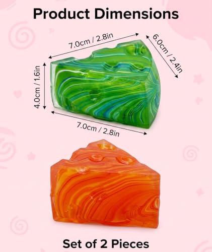 Image of 2Pcs Cheese Squishy, Taba Squishy, Dumpling Squishy-Stretchy Food-Shaped Sensory (Orange and Green)