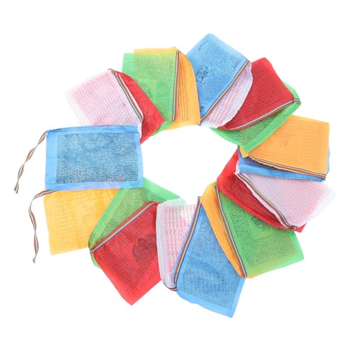 ULTECHNOVO Drapeaux De Prière Bouddhistes 28x35 Cm En Soie Multicolores Résistants Aux Intempéries Pour Contemplation Et Culte Extérieur Lot De 20 Pièces