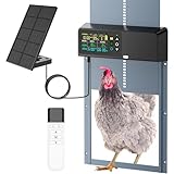 Tiflev Automatic Chicken Coop Door Solar Powered with Programmable Remote, 4 Modes Combo Light and Timer Aluminum Chicken Door with LCD Color Display